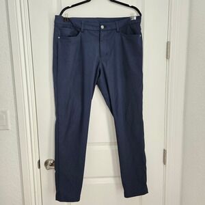 Lululemon ABC Pants Mens 35 Navy Blue Slim Fit Casual Travel Chinos